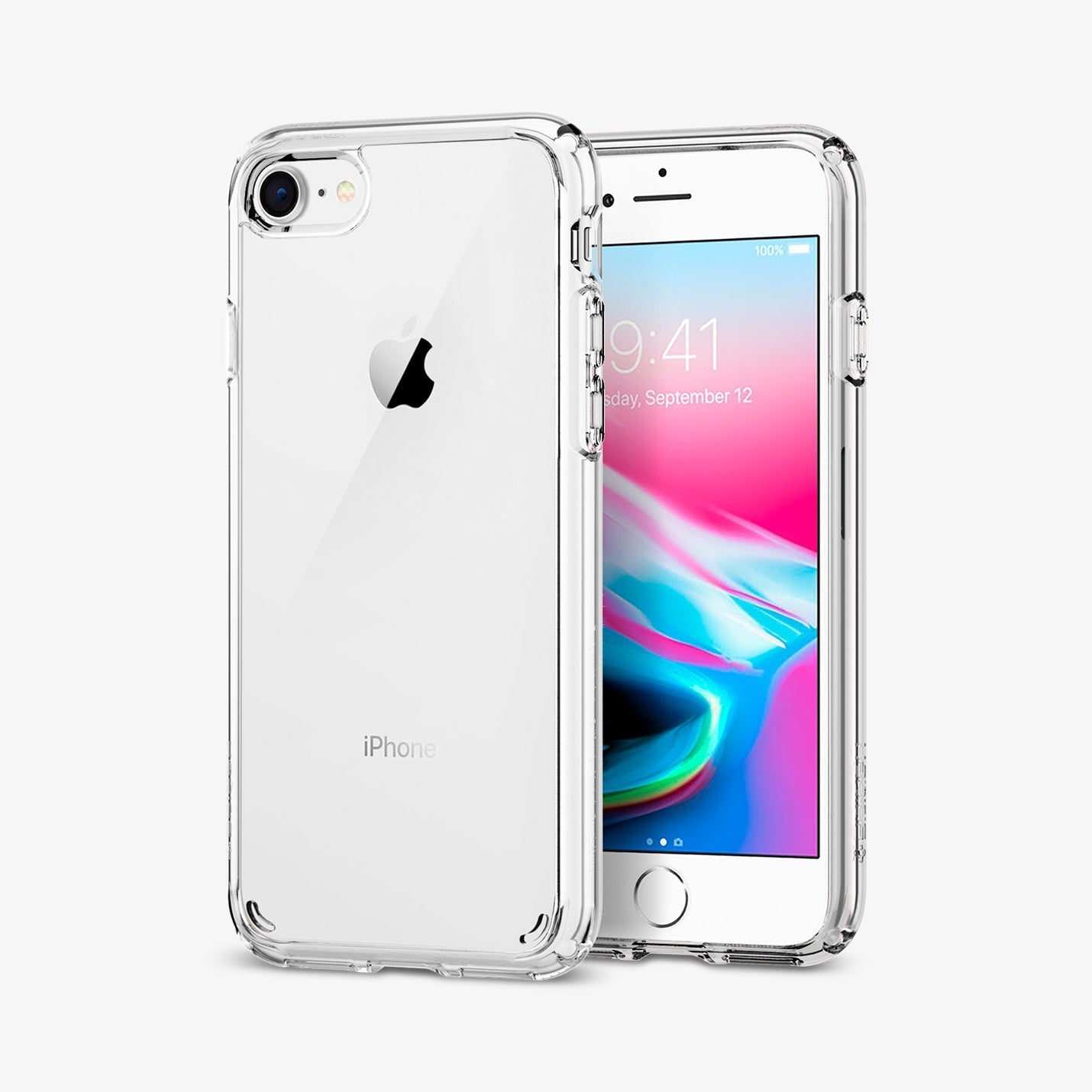 042CS20924 - iPhone SE Ultra Hybrid case in rose crystal showing the back