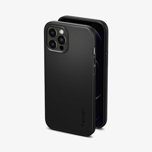 ACS01612 - iPhone 12 Pro Max Case Thin Fit in black showing the back