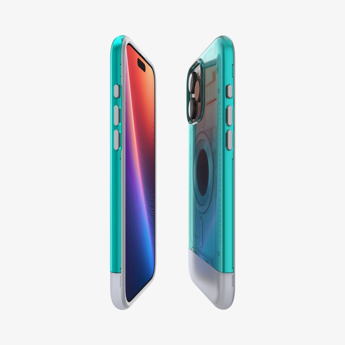 Spigen iPhone 16 Pro Classic C1 MagFit case in Bondi Blue - front and rear side view