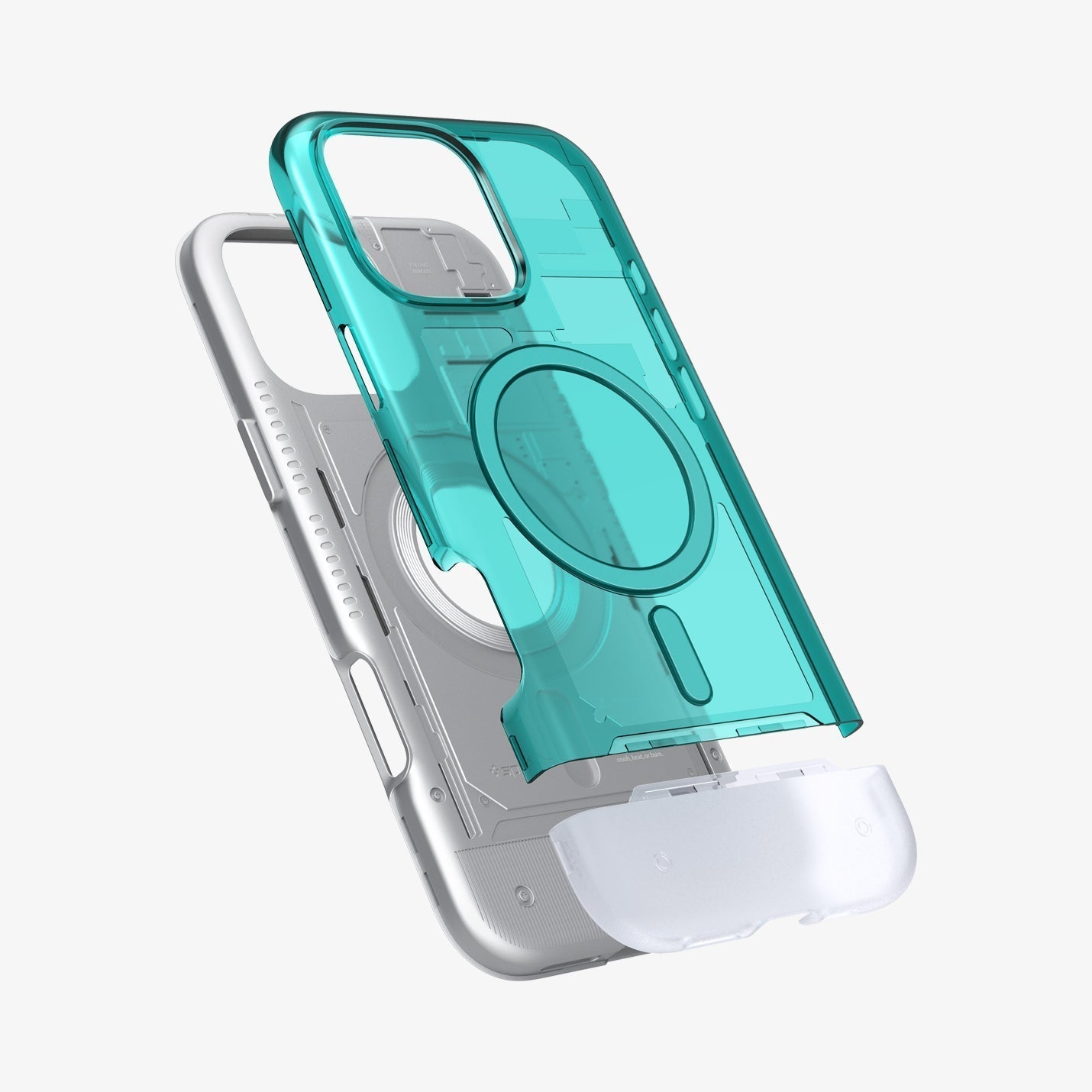 Spigen iPhone 16 Pro Classic C1 MagFit case in Bondi Blue - case installation view