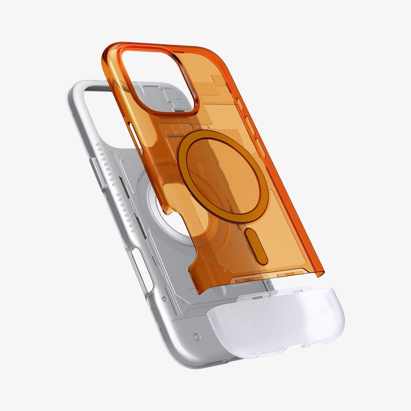 Spigen iPhone 16 Pro Classic C1 MagFit case in Tangerine - case installation view