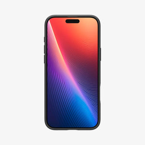 Spigen iPhone 16 Pro Thin Fit MagFit case in Black - front view with raised screen edge