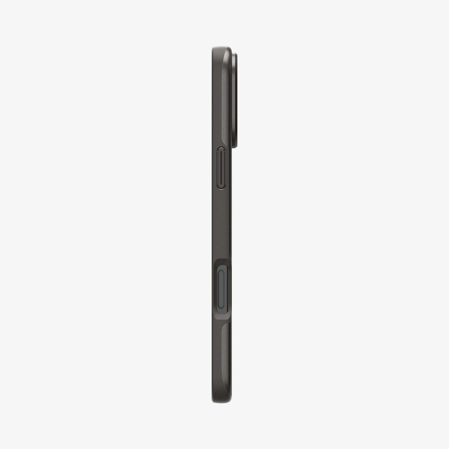 Spigen iPhone 16 Pro Thin Fit MagFit case in Gunmetal - side button profile