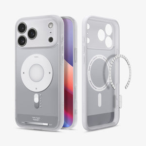 Spigen iPhone 17 Pro Ultra Hybrid Classic MagFit case in Classic Silver - front, back and interior views with magnetic plate