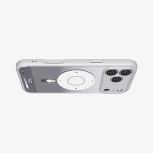 Spigen iPhone 17 Pro Ultra Hybrid Classic MagFit case in Classic Silver - back and side landscape view