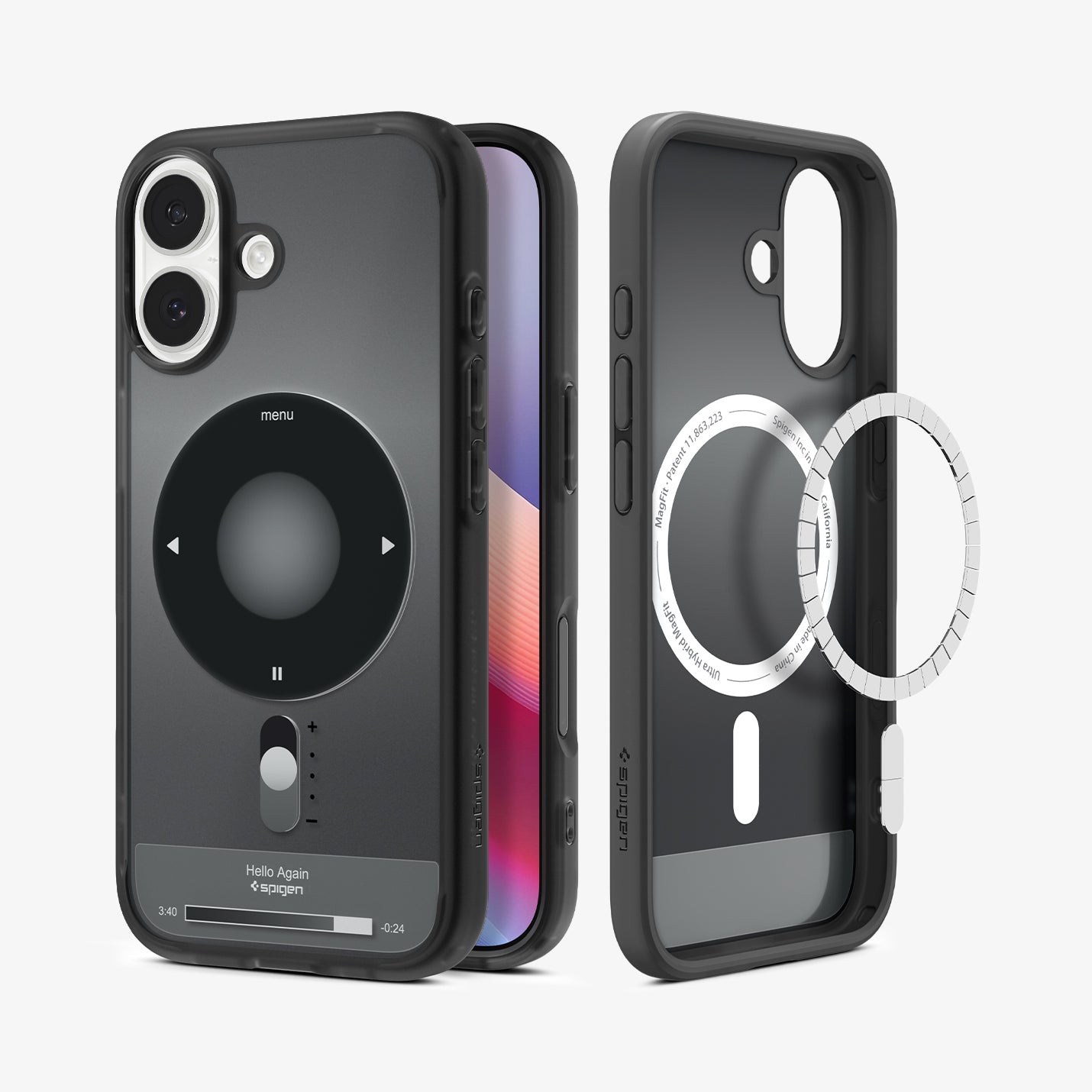 Spigen iPhone 17 Ultra Hybrid Classic MagFit case in Classic Black - front, back and interior views