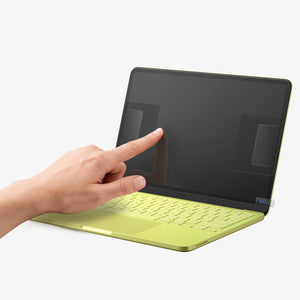 Spigen MacBook Neo 13-inch Glas.tR Slim in Clear showing side