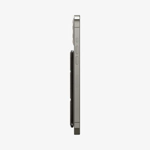 AMP02835 - Universal Card Holder Smart Fold in gunmetal showing the front attached to the back of a device