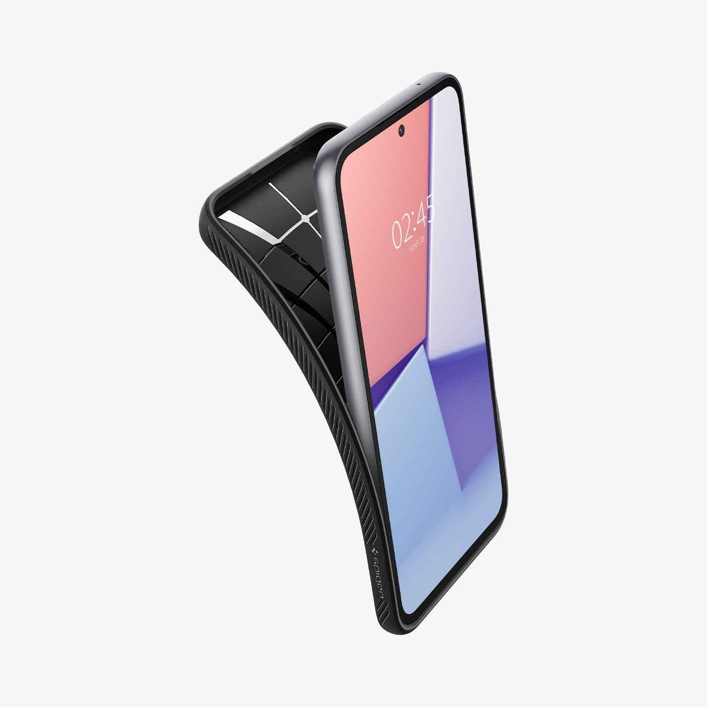 ACS05614 - Galaxy S23 Ultra Case Liquid Air in matte black showing the back