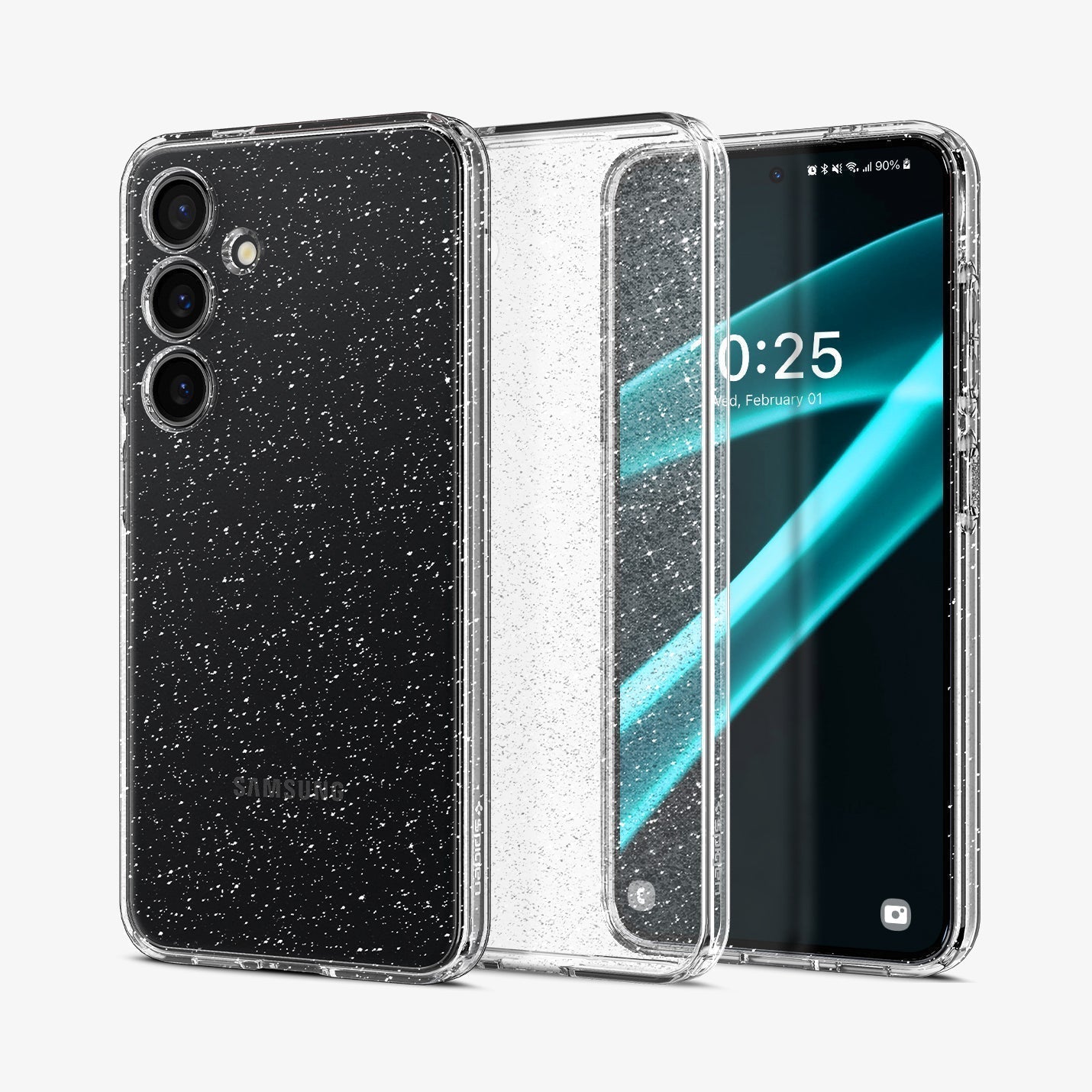 ACS07285 - Galaxy S24 Ultra Case Liquid Crystal Glitter in Crystal Quartz showing the back