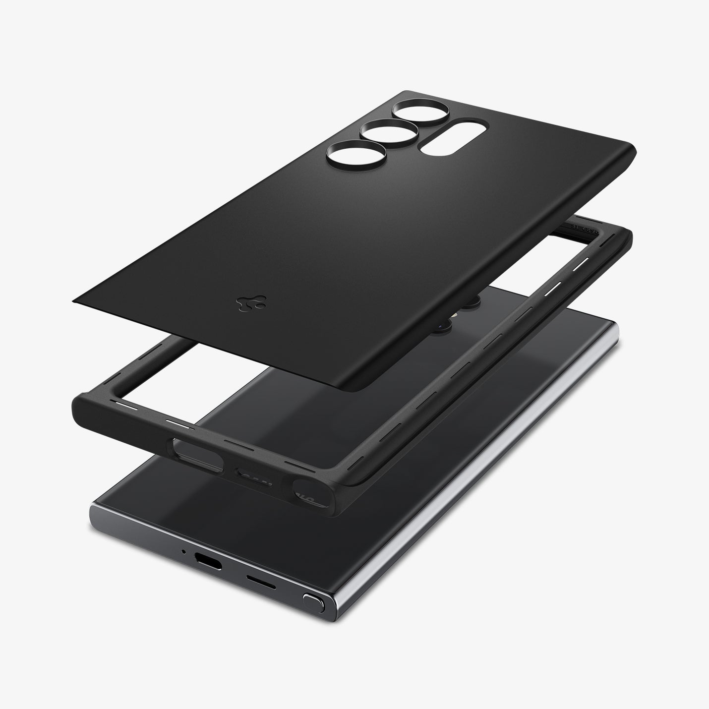 ACS07281 - Galaxy S24 Ultra Case Thin Fit in Black showing the back