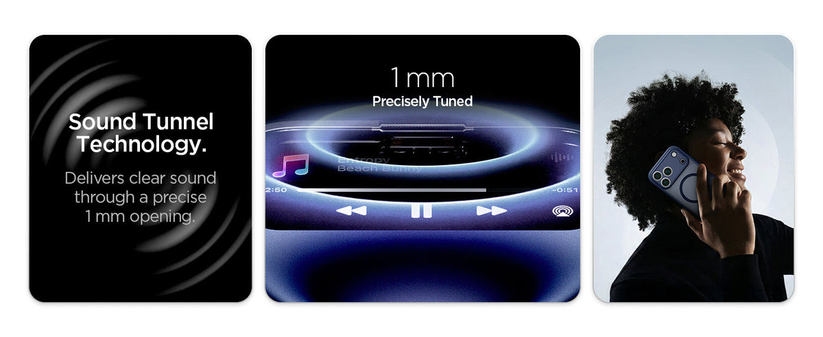 Spigen iphone 18 pro case ultra hybrid matte magfit - Sound Tunnel opening and listening use