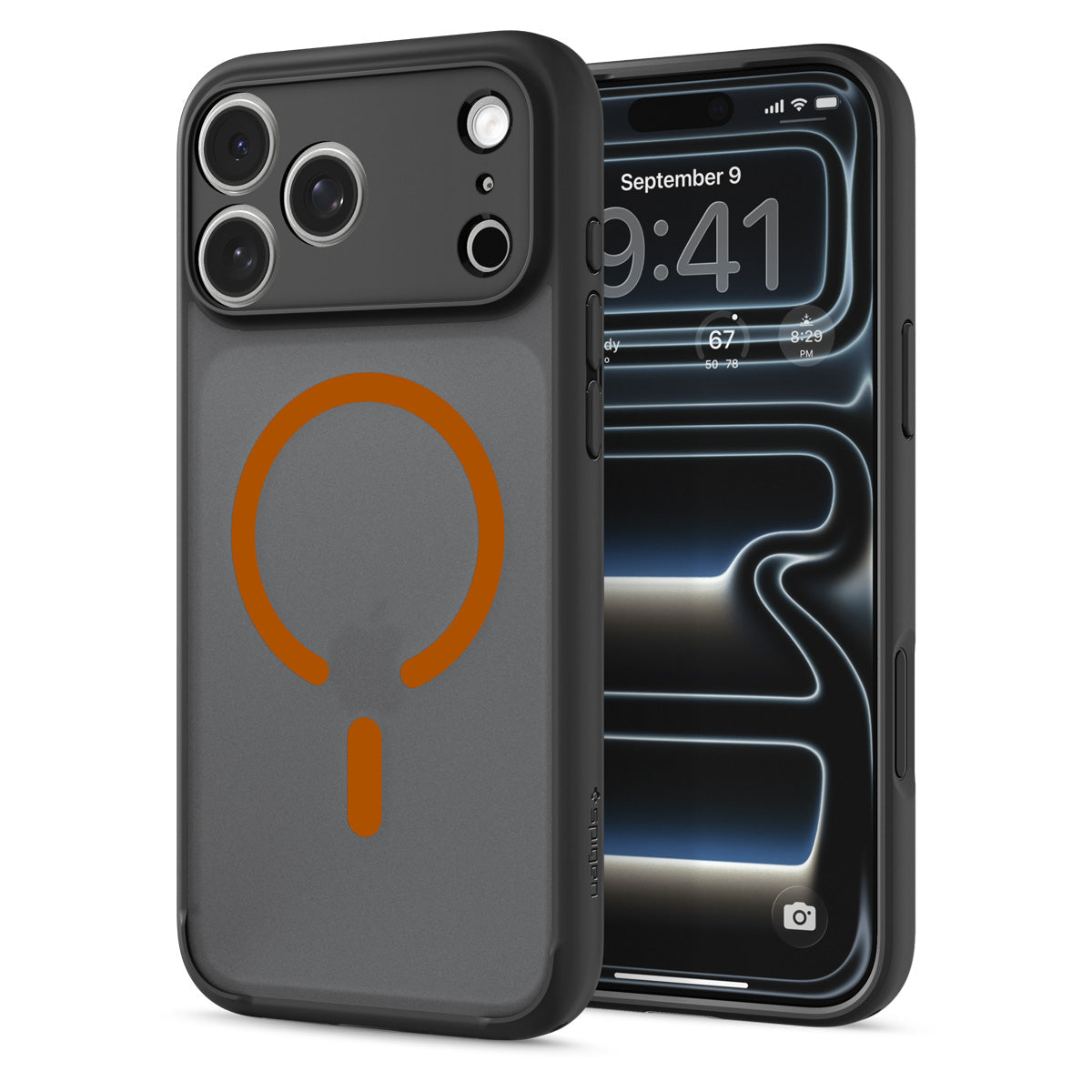 Spigen iPhone 18 Pro Max Ultra Hybrid Matte (MagFit) - Frost Black Orange - case detail 30