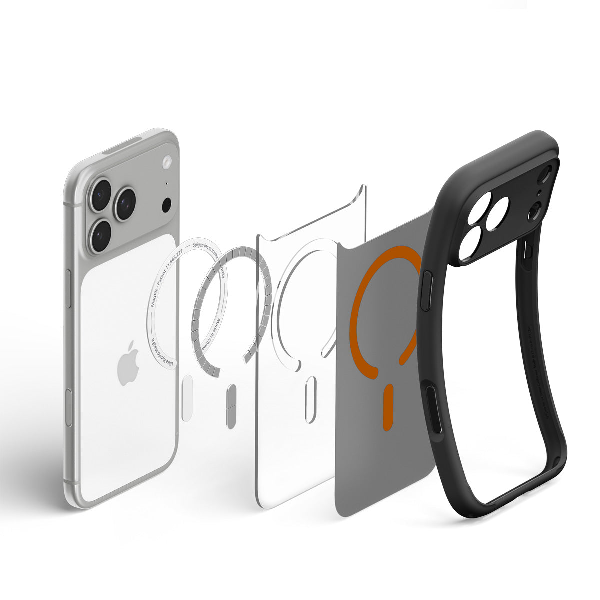 Spigen iPhone 18 Pro Ultra Hybrid Matte (MagFit) - Frost Black Orange - case detail 28