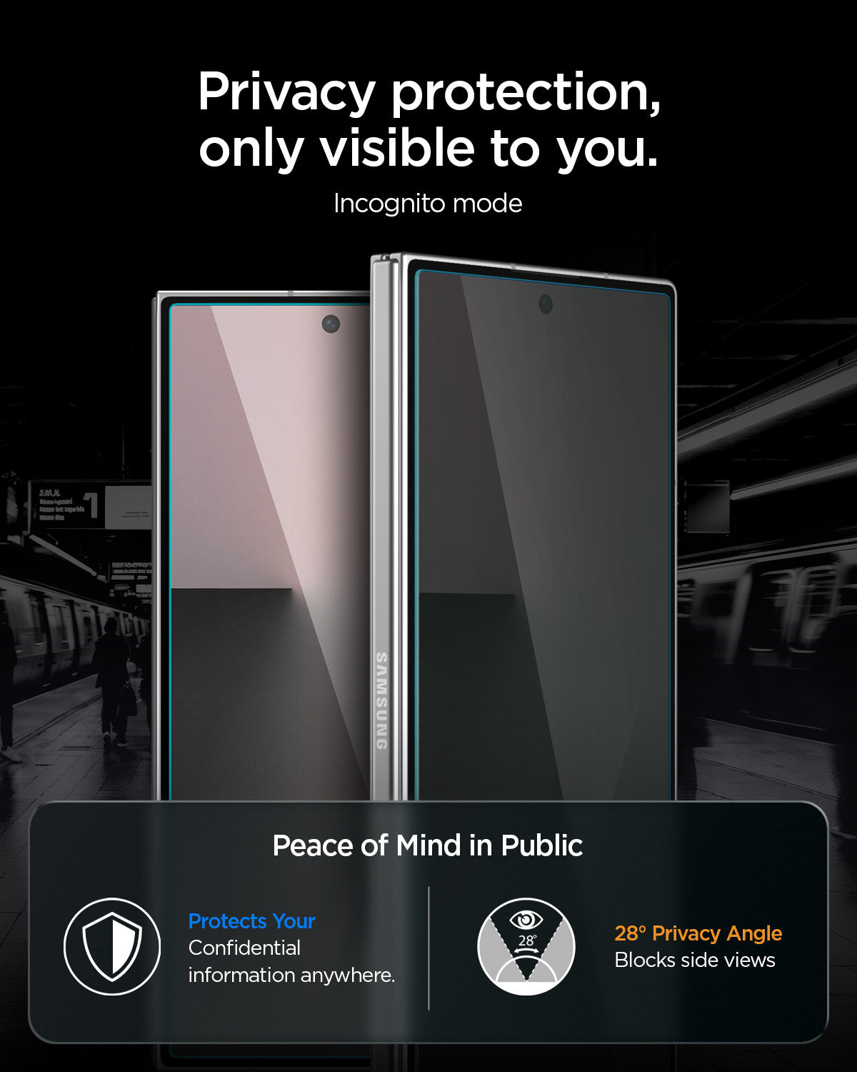 Privacy viewing protection for Galaxy Z Fold 8 Ultra and Fold 7