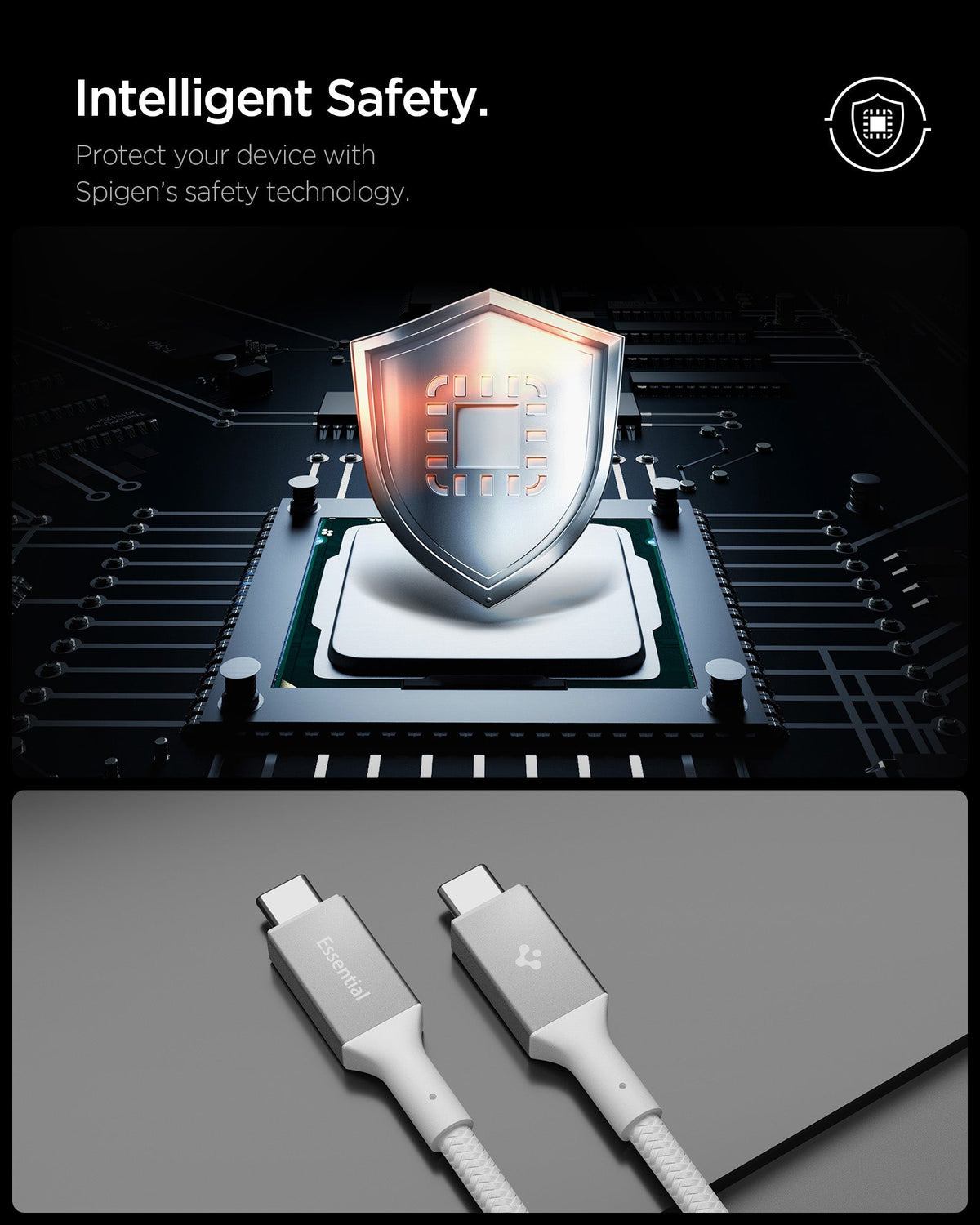 White Spigen EB10015CC 100W USB-C cable feature 6: intelligent safety and compatible devices