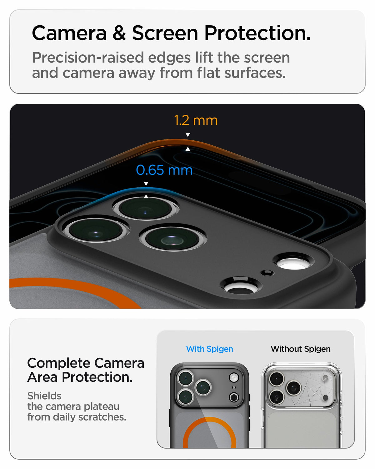 Spigen iPhone 18 Pro Ultra Hybrid Matte (MagFit) - Frost Black Orange - feature illustration 77