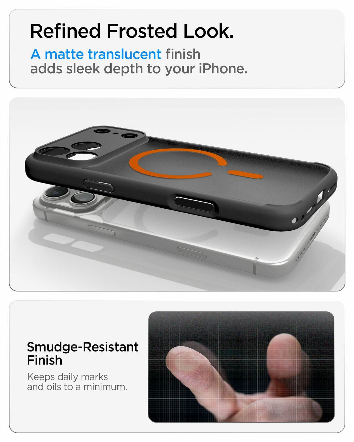 Spigen iPhone 18 Pro Max Ultra Hybrid Matte (MagFit) - Frost Black Orange - feature illustration 66