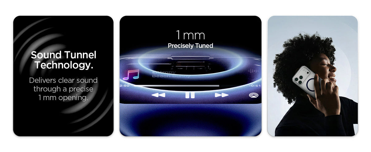 Spigen iphone 18 pro max case ultra hybrid magfit - Sound Tunnel opening and listening use