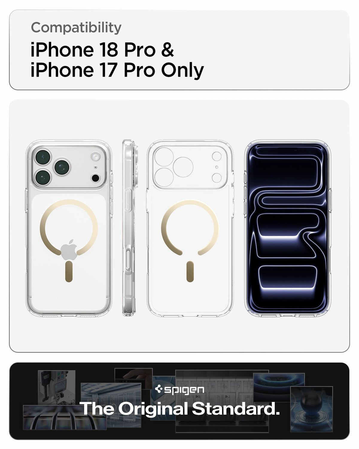 Spigen iPhone 18 Pro Ultra Hybrid (MagFit) - Clear Gold - feature illustration 78