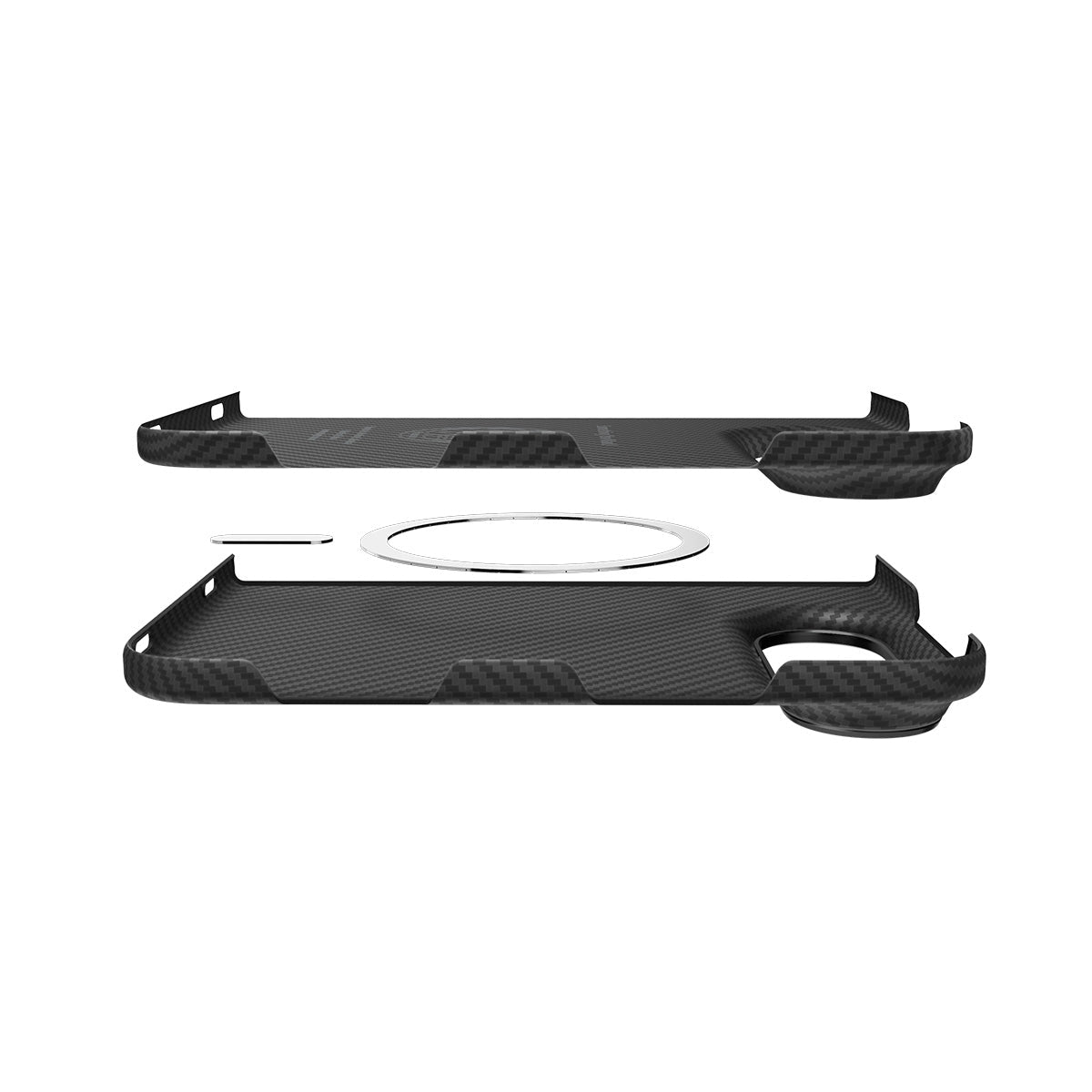 Spigen iPhone Duo Air Skin Aramid MagFit - Exploded case layers and magnetic ring