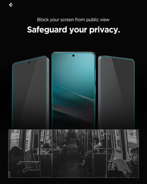 Spigen Galaxy S26 EZ Fit Pro HD Privacy – side-view privacy demonstration