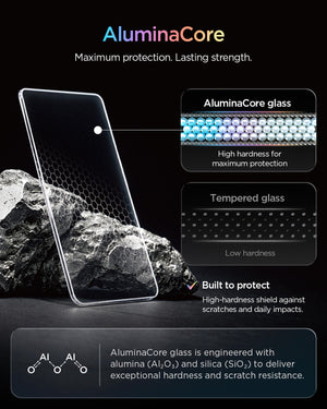 AluminaCore hardened glass construction for cover-screen protection