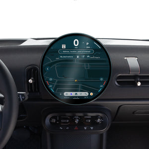 Spigen MINI Cooper (2025-2026) 9.4-inch Screen Protector – GlasTR Slim Matte — fitted dashboard view