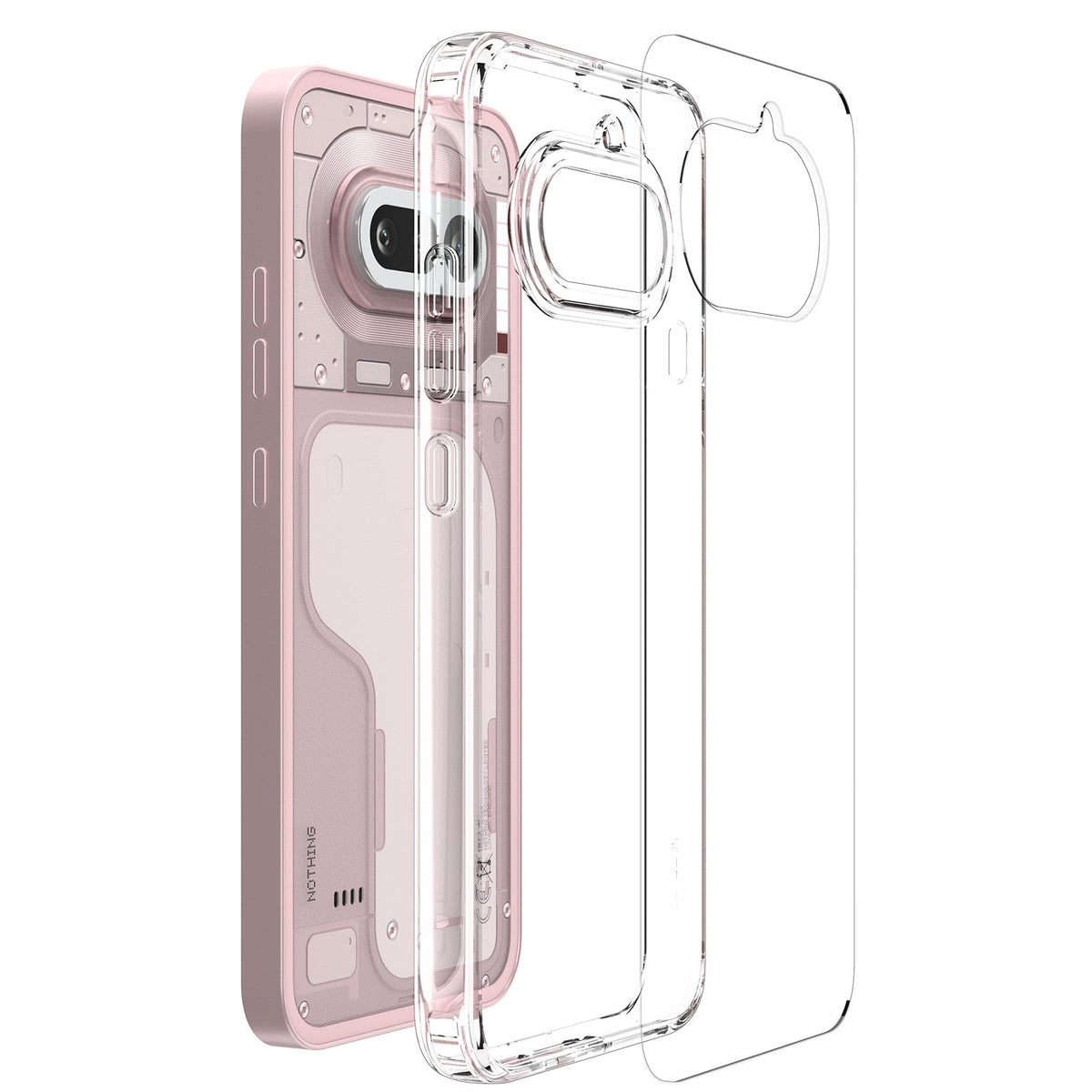 Exploded construction view of the Spigen Ultra Hybrid case for Nothing Phone 4a