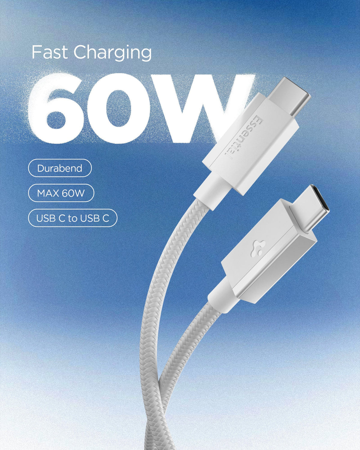 White Spigen EB6015CC 60W USB-C cable feature 1: connector and 1.5m cable view