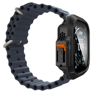 Spigen Apple Watch Ultra 4 / 3 / 2 / 1 (49mm) Case – Lock Fit with Glass — Black, construction, fit or installation view 16