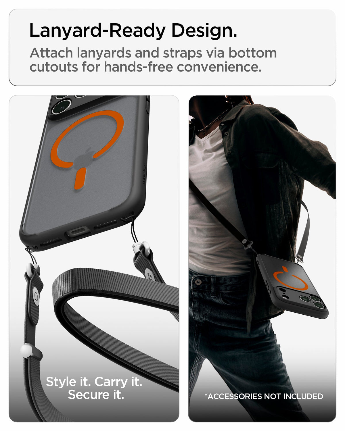 Spigen iPhone 18 Pro Ultra Hybrid Matte (MagFit) - Frost Black Orange - feature illustration 78
