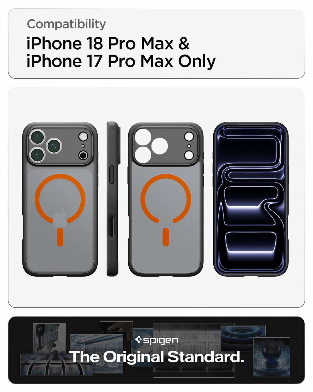 Spigen iPhone 18 Pro Max Ultra Hybrid Matte (MagFit) - Frost Black Orange - feature illustration 73