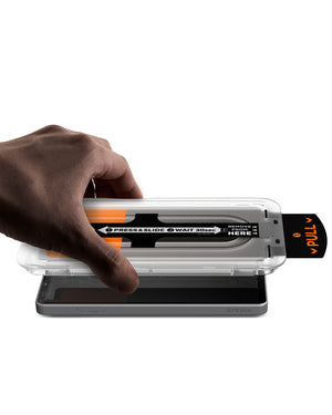 Pressing and sliding the Xperia 10 EZ Fit Pro alignment guide