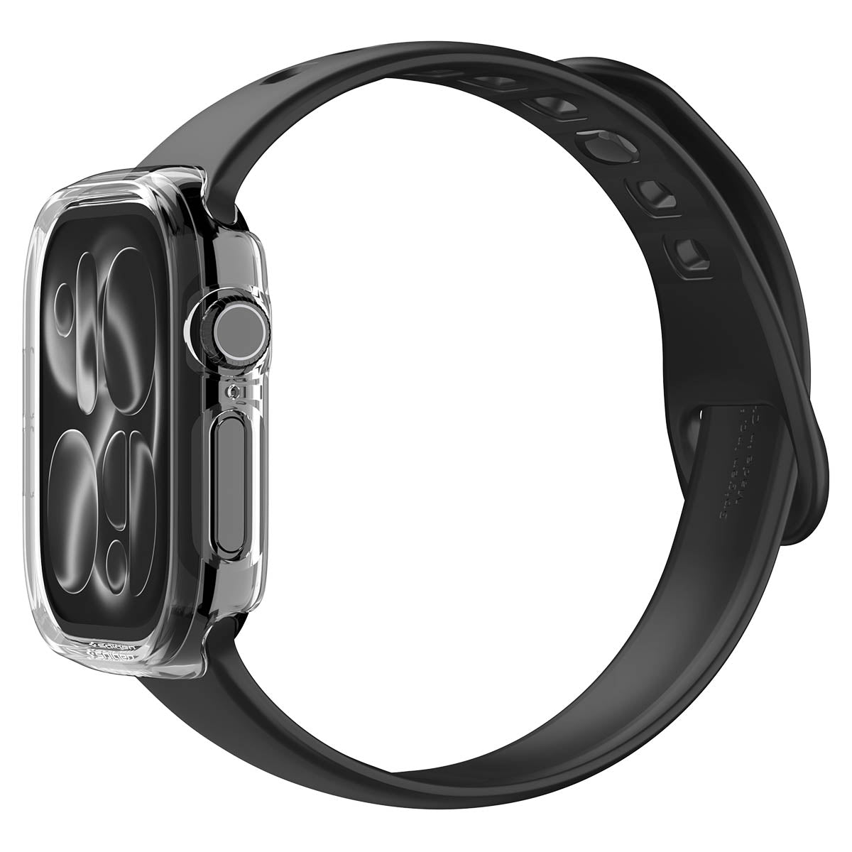 Spigen Apple Watch Series 12 42mm Thin Fit Crystal Clear – side cutouts and band clearance
