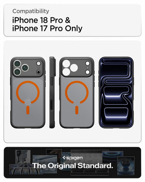 Spigen iPhone 18 Pro Ultra Hybrid Matte (MagFit) - Frost Black Orange - feature illustration 79
