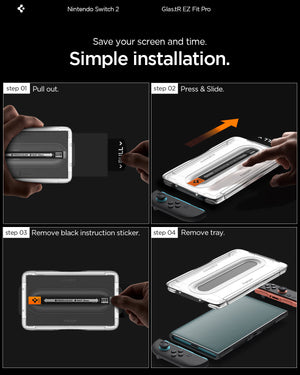 Nintendo Switch 2 EZ Fit Pro pull, press-slide and tray-removal installation steps