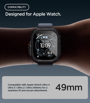 Spigen Apple Watch Ultra 4 / 3 / 2 / 1 (49mm) Case – Lock Fit with Glass — Black, construction, fit or installation view 5