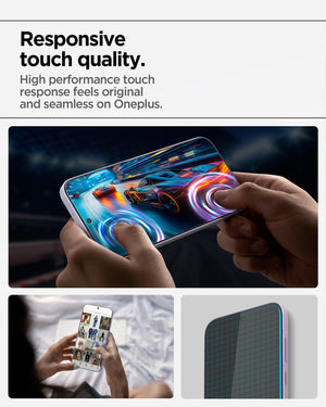 Responsive touch quality graphic for the OnePlus 15 clear protector