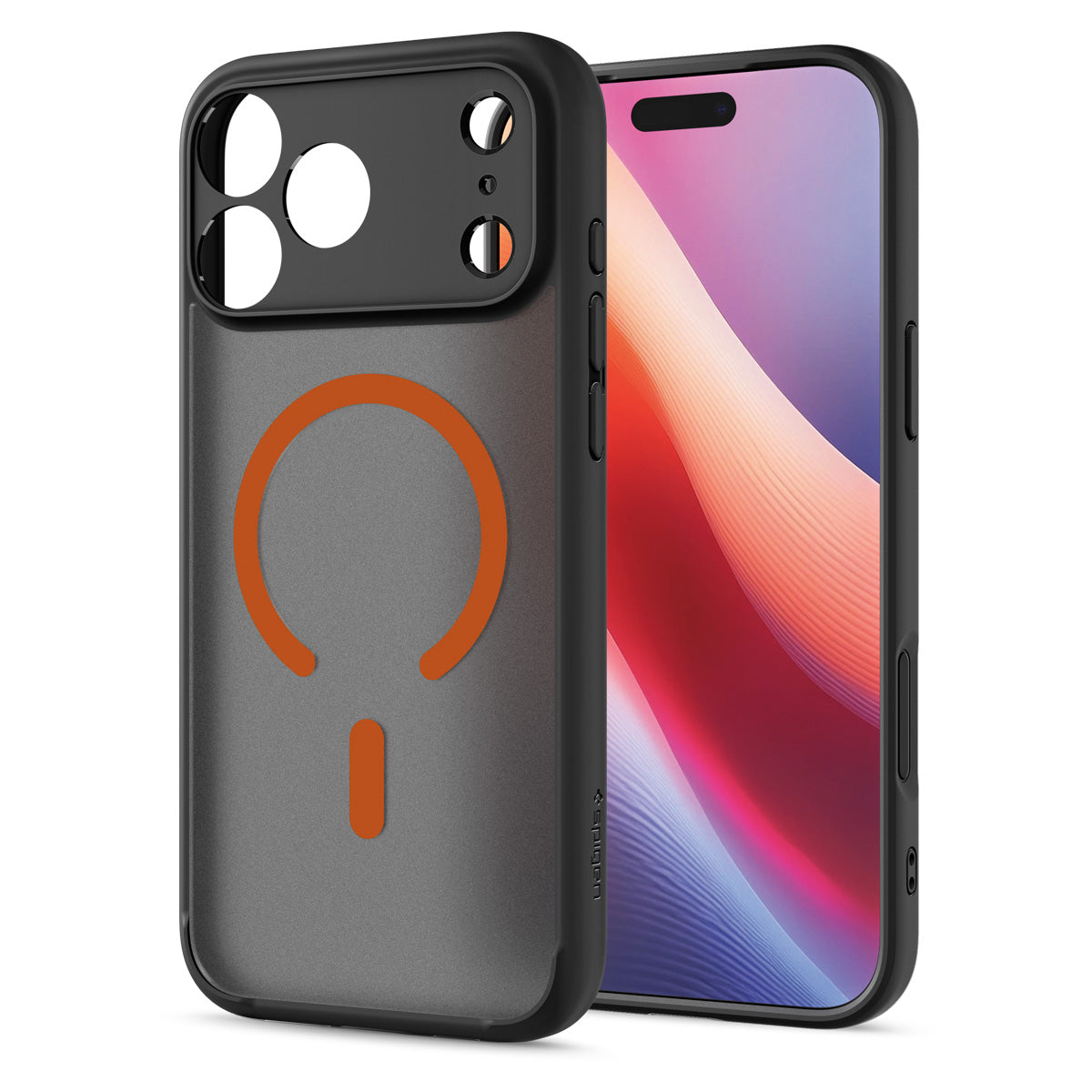Spigen iPhone 18 Pro Max Ultra Hybrid Matte (MagFit) - Frost Black Orange - case detail 29