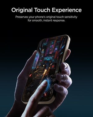 iPhone Pro clear glass protector showing normal touch response