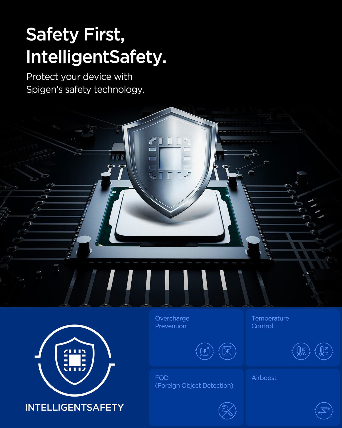 Spigen EA2205MQ intelligent charging safety protections
