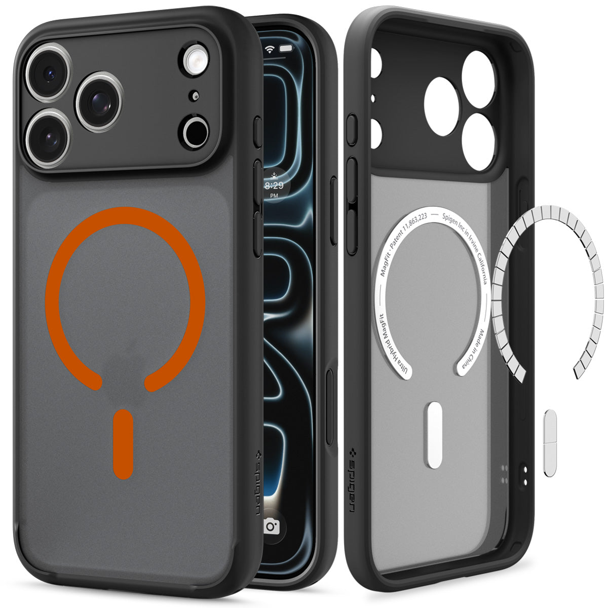 Spigen iPhone 18 Pro Max Ultra Hybrid Matte (MagFit) - Frost Black Orange - product view 2