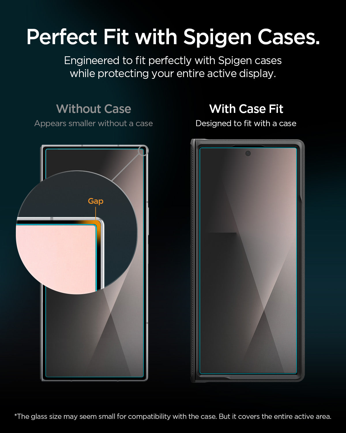Case-compatible fit of Spigen Galaxy Z Fold 8 Ultra privacy protector