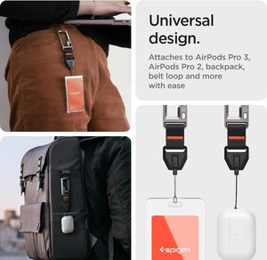 Spigen for AirPods Pro 3 / AirPods Pro 2 Lanyard with Carabiner – Black
