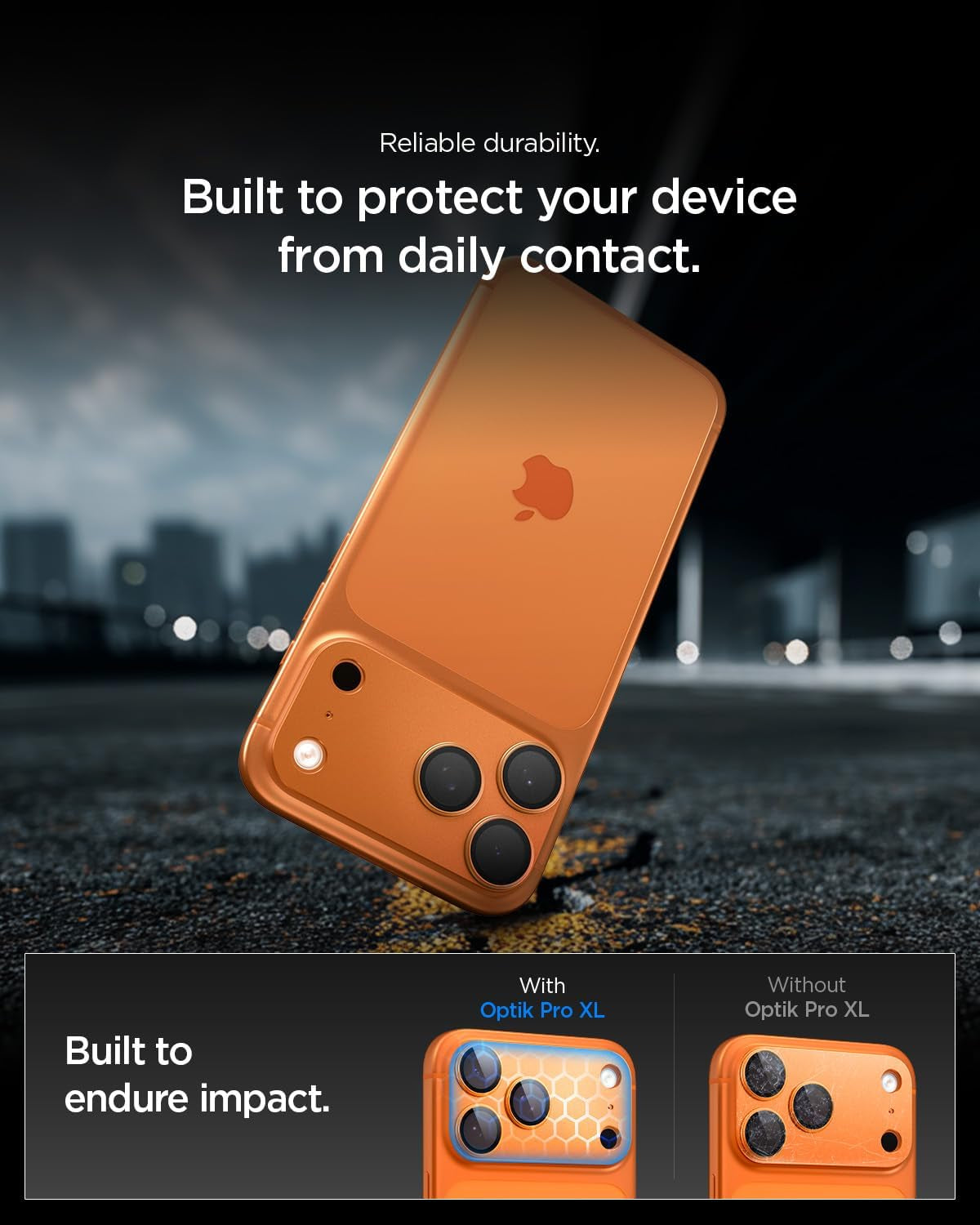 Spigen Camera Lens Screen Protector [GlasTR EZ Fit Optik Pro XL] Designed for iPhone 17 Pro Max [Case Friendly] - Cosmic Orange [1 Pack]