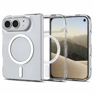 Spigen iPhone Duo Air Skin MagFit clear case in Clear White, front and back view
