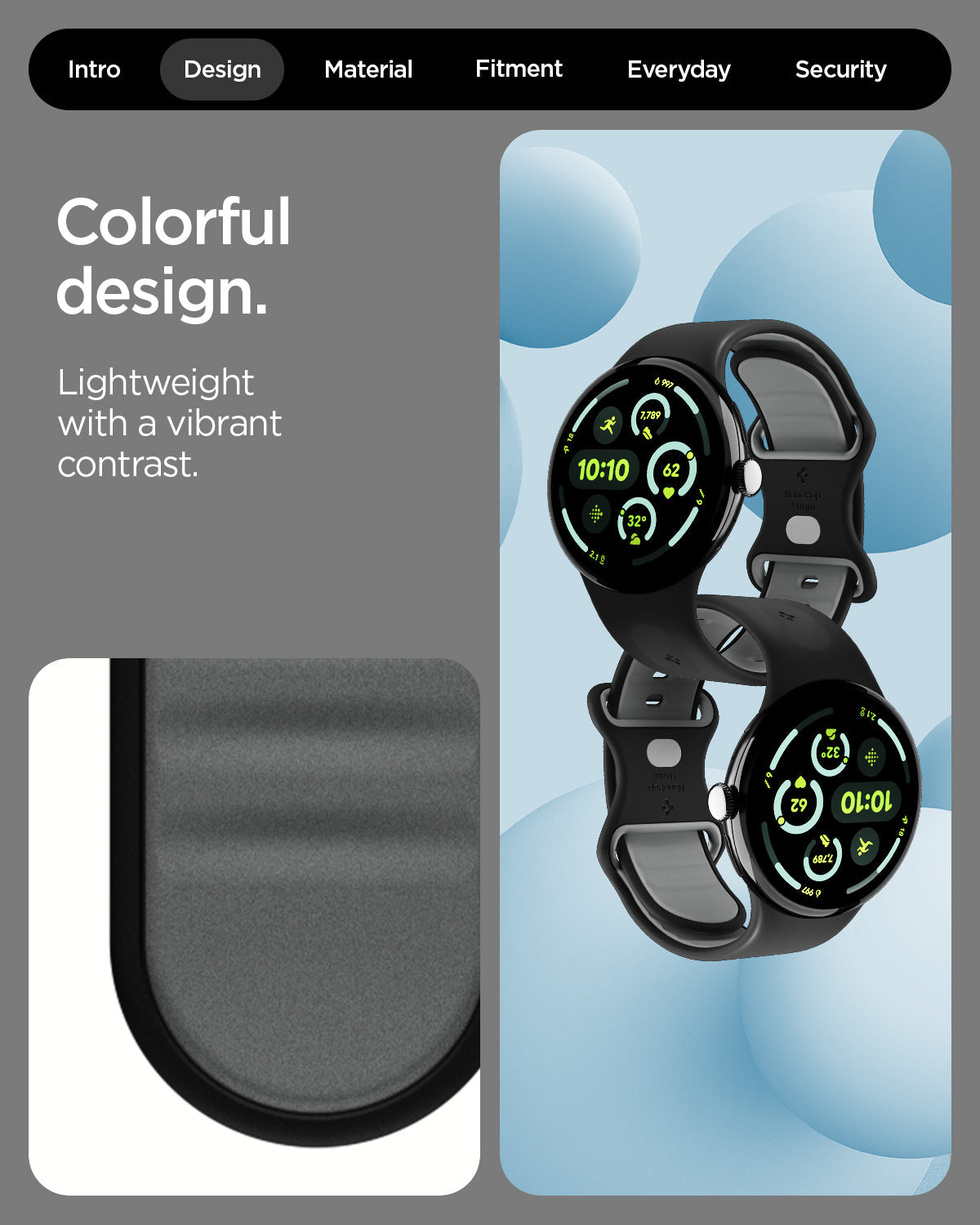 Spigen Google Pixel Watch 5 (41mm) Band – Nano Pop - Black Sesame - official image 11
