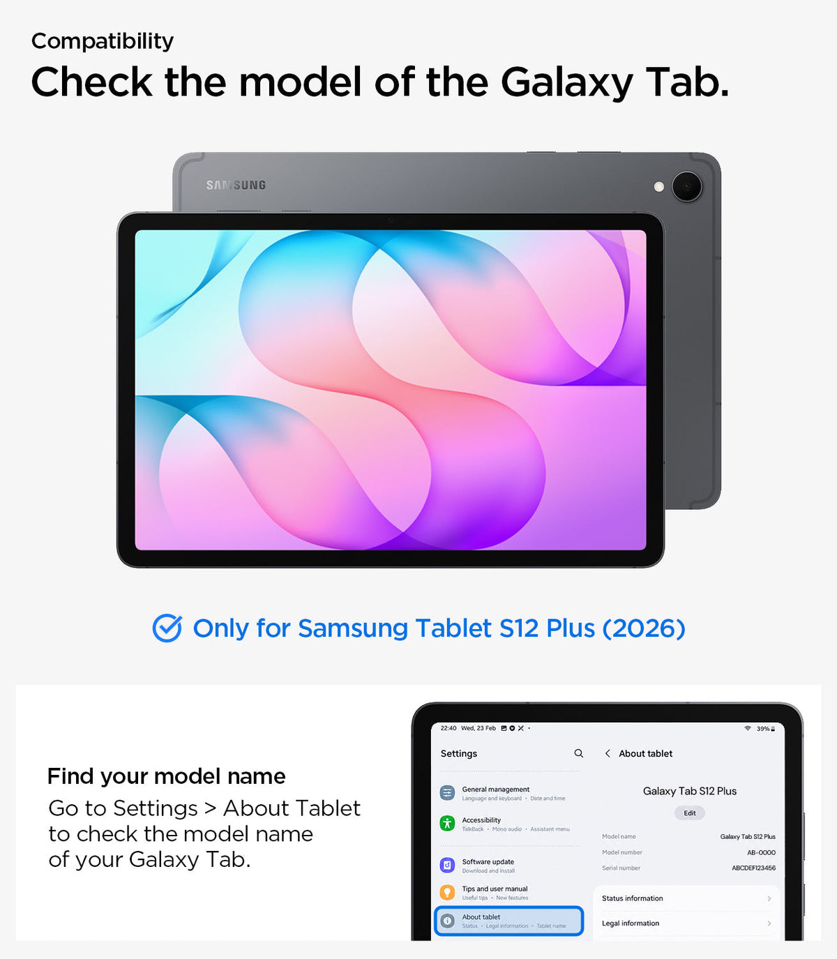Galaxy Tab S12 Plus (2026) compatibility and tablet model-check instructions