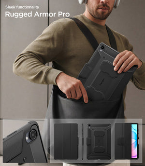 Galaxy Tab S12+ Rugged Armor Pro Black case, carrying and protective shell details